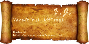 Varsányi József névjegykártya